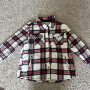 Red & Black Plaid Button-Front Shirt Jacket
